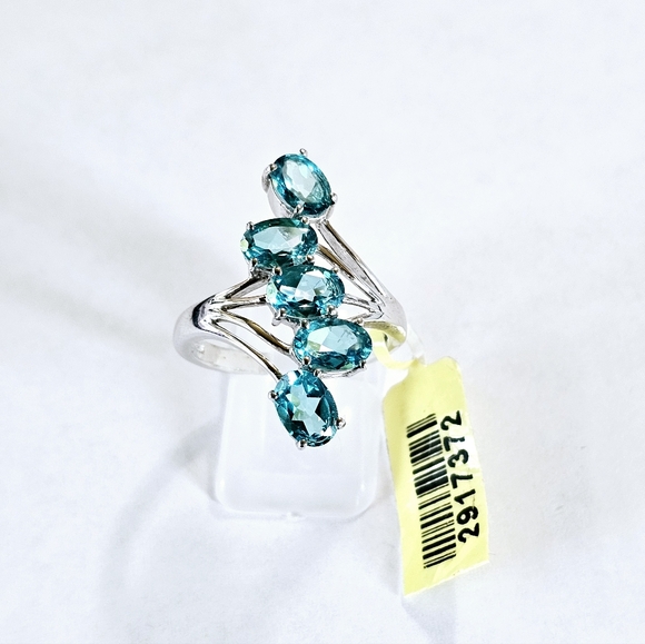 Genuine Paraiba Topaz in Platinum over Sterling Silver Sz 9! ✨️ NWT - Picture 11 of 13